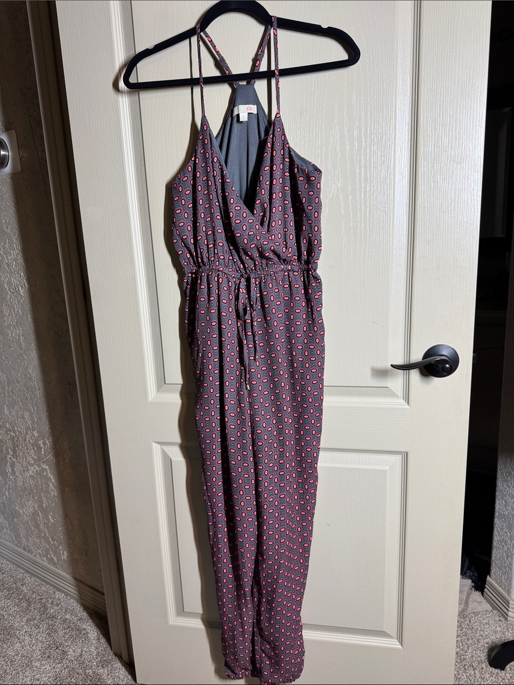 GB girls Charcoal Jumpsuit with Pink Dot Print Size Small